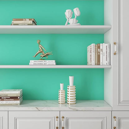 Livelynine 15.8x197 Solid Color Peel and Stick Wallpaper Aqua Green Thick Turquoise Contact Paper for Desk Classroom Locker Covering Kitchen Vinyl Wrap for Cabinets Renter Friendly Counter Top Covers