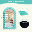 Arched Wall Mirror Home Office Decor, Cute Wall-Mounted Decorative Mirrors for Modern Apartment Bedroom Nusery Room Decoration, Hanging Wall Art Above TV Desk Table Decor (Turquoise Blue)
