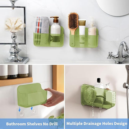 Diesisa 2pc Acrylic Wall Mount Organizer, Adhesive Cabinet Door Organizer,Acrylic Bathroom Shelves for Wall,No Drilling Hang Walls,with Self Adhesive Tape, for Bathroom, Kitchen, Living Room-Green