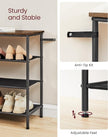 VASAGLE Shoe Rack, 4-Tier Shoe Storage Organizer for Entryway and Closet, Holds 15-18 Pairs of Shoes, 3 Fabric Shelves, Steel Frame, Industrial, Rustic Brown and Black ULBS135B01
