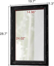 Rustic Black Mirror with Beaded Detailing 29 X 20 Inch, Wall Hanging Distressed Wood Frame Rectangular Gothic Wall-Mounted Mirrors for Living Room Bathroom Entryway, Horizontal or Vertical