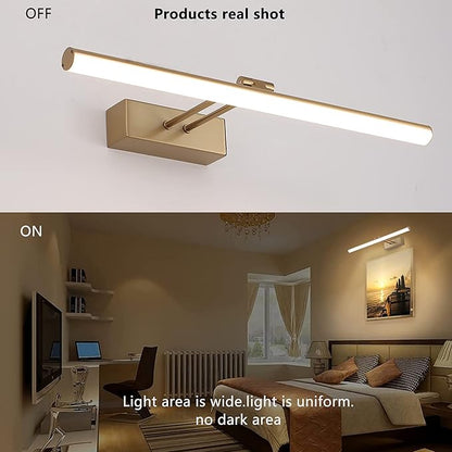 Picture Light,16inches Rechargeable Wireless Picture Light,Dimmable Led Artwork Lighting,Wall Lights for Paintings,Canvas,Gallery, Portrait (Brass)