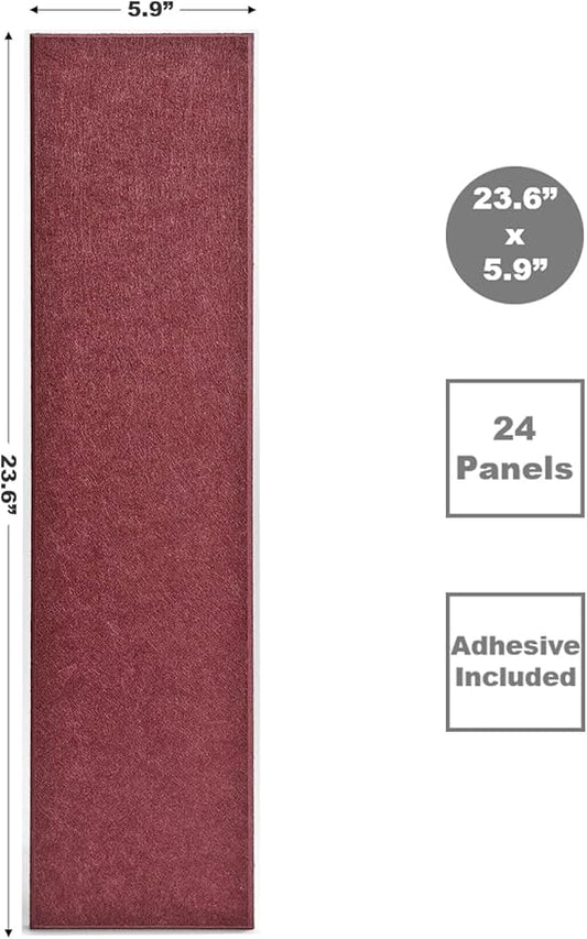 Shiplap Felt Wall Panels for Interior Wall Decor, Accent Wall Paneling for Bedroom Living Room & Office, Peel and Stick, Sound Absorbing – 24 Pack Felt Tiles with Adhesive – Redwine