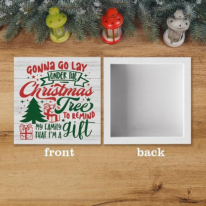 Christmas Decor Christmas Sign Decorations for Home Gonna Go Lay Under The Xmas Sign for Home Office Desk Table Cubicle Shelf Xmas Desk Accessories 5 x 5 inch