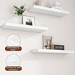 fuqing White Floating Shelves for Wall - 24 Inch Wide x 6.7 Inch Deep Solid Wood Shelves Set of 2 - White Wood Ledge Shelf for Bedroom Bathroom Living Room Kitchen