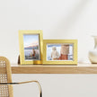 Vittanly 4x6 Picture Frames Set of 9, Shatter Resistant Plexiglass, Display 3.5x5 Pictures with Mat or 4x6 without Mat, Photo Frames for Wall or Tabletop, Engineered Wood, Gold