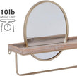 Linon Gourli Modern Farmhouse Gold Metal and Wooden Wall Shelf with Mirror