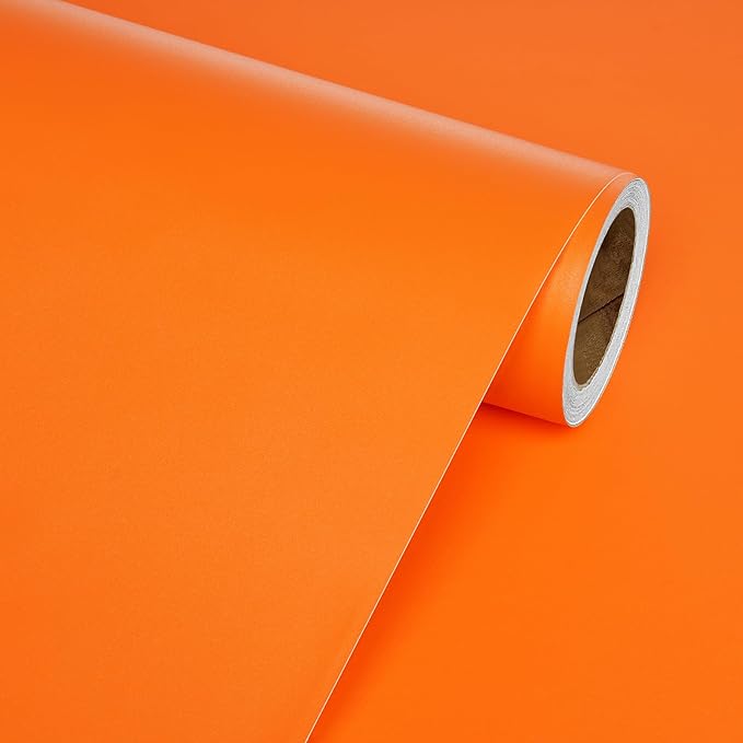 Livelynine Orange Peel and Stick Wallpaper 15.8x78.8 Burnt Orange Contact Paper for Cabinets Shelves Locker Classroom Wallpaper Stick and Peel for Bedroom Girls Kids Room Self Adhesive Vinyl Wrap