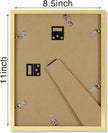 Vittanly 8.5x11 Picture Frames Set of 4, Display Pictures 6x8 with Mat or 8.5x11 without Mat, Gallery Wall Frame Set for Wall Mounting, Engineered Wood with Shatter Resistant Plexiglass, Gold