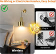 VerRon Rechargeable Battery Operated Wall Sconce Set of Two, Gold Wireless Battery Powered Lights with Dimmable Detachable Bulbs & Remote, Modern Sconces Wall Decor for Bedroom Living Room Hallway