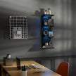 4-Tier Wall Shelf Unit with RGB Lights, Floating Lack Shelf for Home Decor, Wall Mounted Vertical Display Shelf for Bedroom Living Room Vanity, Black