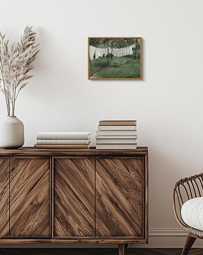 SHENIFY Laundry Room 11x14in Vintage Framed Canvas Wall Art Decor - Natural Framed