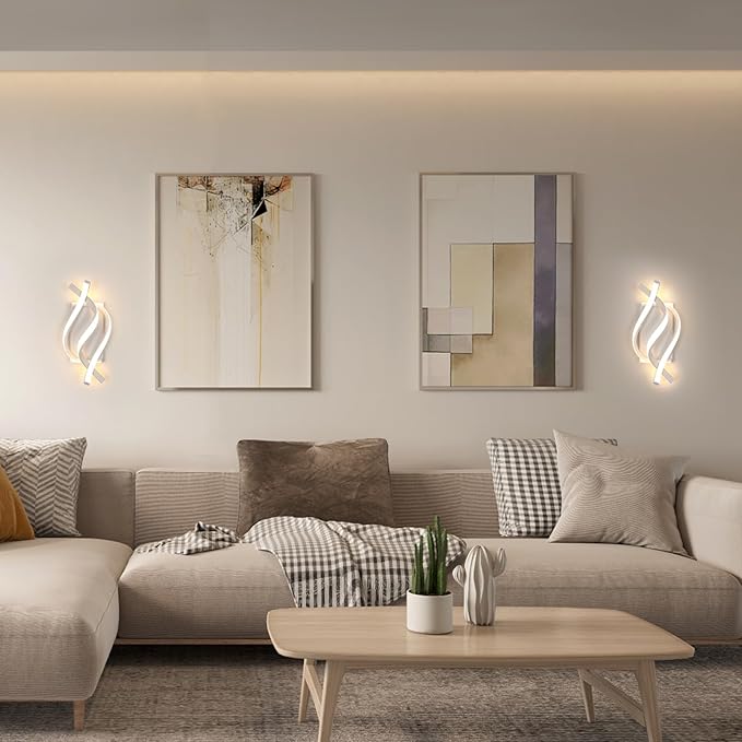 DELIPOP Modern LED Wall Sconce, 3000K Spiral Indoor Wall Light, 21W Acrylic LED Wall Lamp for Hallway Bathroom Bedroom Living Room