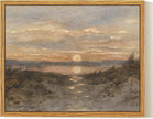 InSimSea Framed Canvas Print Art, Vintage Sunset lakeside Landscape Painting, Rustic Farmhouse Cottage Decor for Hallway Wall Floating Shelf Desk Vanity Fireplace,10x8 in, Earth Tones