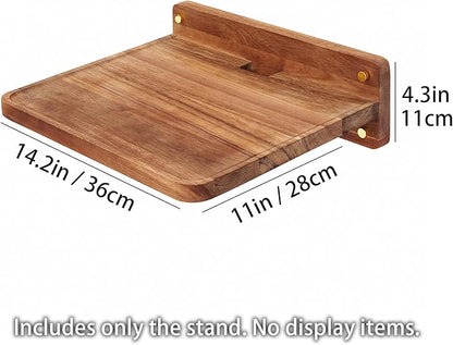 SARUFO Acacia Wood Projector Shelf for Wall Mount, 14.2" x 11" Floating Shelf & Rack Holder for Router, Modem, Cable Box, Compatible with Gaming Consoles Copyright Patent