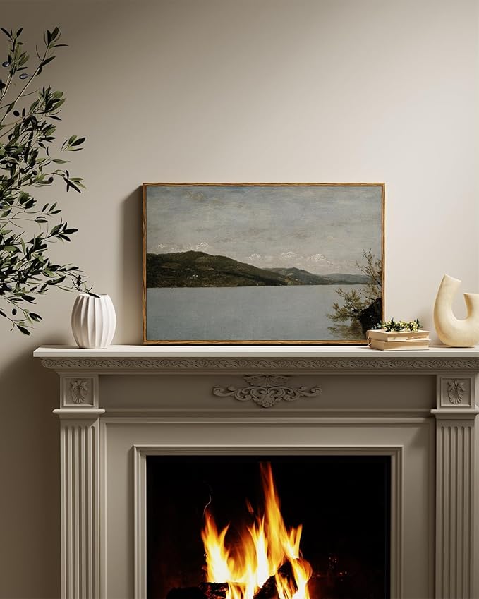 InSimSea Framed Canvas Wall Art Vintage Decor, Classical Landscape Paintings Artwork, Large Prints, Vintage Nature Decor, Retro Wall Decoration for Bedroom Living Room Bathroom, 16