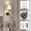 DORESshop Battery Operated Wall Sconce Set of 2, Wall Light Wireless Easy to Install, Dimmable and Adjustable Sconce Wall Decor, Rechargeable Wall Lamp for Bedroom, Living Room, Black and Glass 24.6in