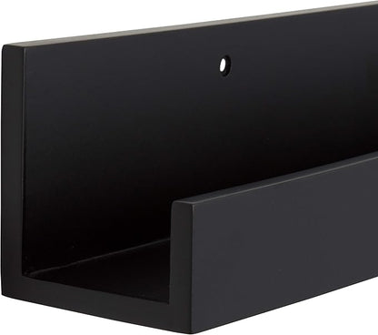 Kate and Laurel Levie Wood Floating Wall Shelf Picture Frame Holder Ledge, Black