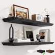 Fun Memories Floating Shelves 36 Inch Long, 9.3 Inch Deep Classic Crown Molding Floating Shelves for Wall, Rustic Wooden Shelves for Wall Decor Bathroom, Kitchen, Office, (Black, 2Pack)