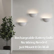 Repaintable Battery Operated Wall Sconce, Minimalist Half-Sphere Gypsum Rechargeable Wall Light with 5000mAh Dimmable Magnetic Bulb Remote, 12 RGB Colors Wireless Wall Lamp for Bedroom, Hallway Decor