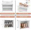 10 Tier Shoe Storage Cabinet with Door, Portable Narrow Organizer Rack for 20 Pairs, White Plastic with Hooks for Entryway or Bedroom