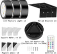Wireless Battery Operated Painting with Remote Control,13 Color RGB Magnetic Led Art Display Light for Picture Frame, Dimmable and Timer, Wall Decor Display Light 6Pack Gold