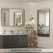 48x32 Bronze Framed Bathroom Mirror, Brushed Bronze Metal Vanity Mirror, Bronze Rectangle Mirror for Wall, Rounded Corner, Tempered Glass, Anti-Rust, Shatterproof (Horizontal/Vertical)