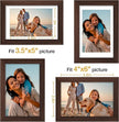 Vittanly 4x6 Picture Frame Set of 4, Display Pictures 3.5x5 with Mat or 4x6 without Mat, Engineered Wood with Shatter Resistant Plexiglass, Small Photo Frames for Wall or Tabletop Display, Brown