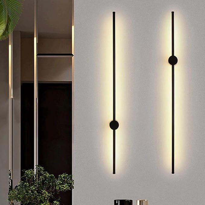Minimalist Black LED Wall Light - 3-Color Adjustable Sconce for Bedroom & Living Room - 350° Rotatable Aluminium Design (100cm)(Black,100cm)