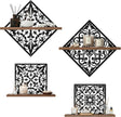 2PCS Metal Carved Window Wall Decor with Wooden Shelf, Black Floating Shelves for Bathroom Wall, Kitchen Wall Decorative Shelves, Creative Shelf for Bathroom Accessories Organizers and Storage