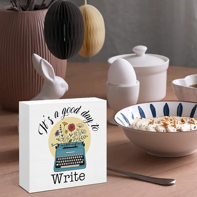 Writer Gifts for Women Men, Funny Gifts for Writers Author Novelist Writing Lover, It's a Good Day to Write Wooden Sign Home Office Desk Decor