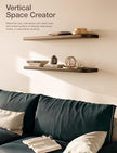 BATODA Set of 2 36” Acacia Floating Shelves for Wall (Round Edge) - Floating Bookshelf Wall - Storage Wood Shelves for House Decor, Kitchen, Bathroom - Brackets and Hardware Included (Walnut Color)