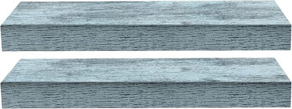 Sorbus Floating Shelves - 2 Pack 16 Inch Rustic & Blue Wall Shelves for Bedroom, Kitchen, Living Room, Bathroom Shelves, Home Decor, Office - Floating Shelf for Trophy, Books, Frames, Toilet Paper