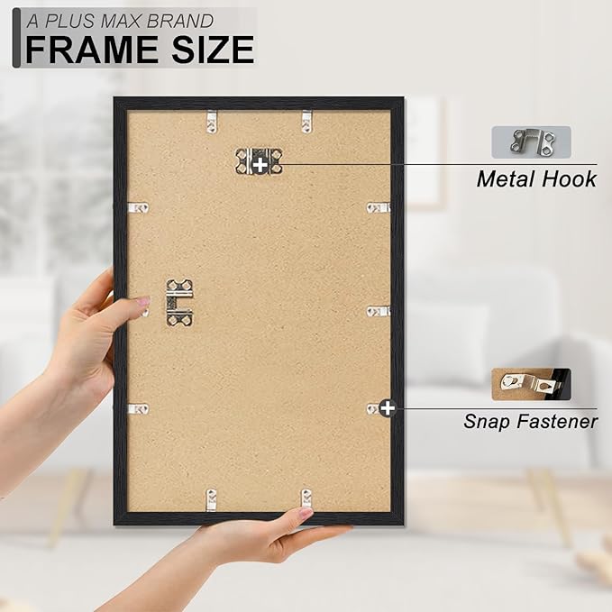 A PLUS MAX 12x18 Picture Frame Set of 3, Black Engineered Wood Frame for 12 x 18 Inch Picture Poster Photo, Light Weight 12 by 18 Frame with Wood-grain for Wall - 3 Pack/Black/12 x18