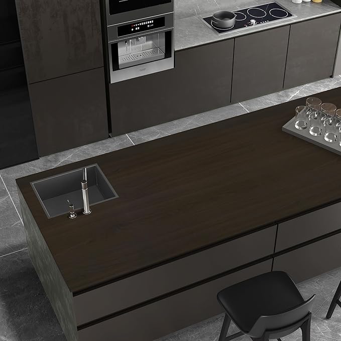 Wood Grain Wallpaper Dark Peel and Stick Wallpaper Waterproof Faux Wood Contact Paper Self Adhesive Wall Paper Wood Vinyl Wrap for Countertop Kitchen Cabinets Desk Table Shelf Liner 16
