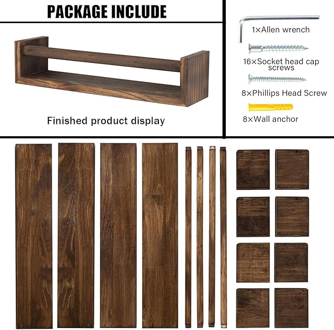4 Pcs Nursery Book Shelves, 16.5 Inch Floating Bookshelves for Wall, Versatile Wall-Mounted Nursery Bookshelf, Solid Wood Floating Shelves for Books, Toys and Decor Storage