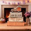 Easter Decorations - Farm Delivery Easter Truck Tiered Tray Decor - Wooden Farmhouse Easter Tabletop Sign with Carrots & Eggs - Rustic Spring Home Decor for Shelf Mantel Kitchen - Spring Home Decor for Living Room, Kitchen Counter