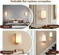 Modern Farmhouse Wall sconces 2-Piece Set Small Wood sconces White Frosted Textured Glass Wall Light Indoor Farmhouse Wall lamp for Bedroom Living Room and Hallway with E26 Base