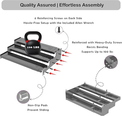 3-Tier Expandable Metal Spice Rack Organizer for Cabinet & Pantry, Adjustable 12.8-24" Heavy Duty Step Shelf for Kitchen Countertop, Spices, Perfumes & Mini Figures, Non-Slip(GREY,1PACK)
