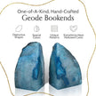 Nature's Decorations Agate Bookends - A Quality Teal Geode with Non-Skid Rubber Bumpers for Shelves, Office, Home Decor - Heavy Duty Cool Crystal Stone (3-4 LB)