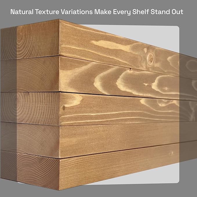 BAOBAB WORKSHOP Natural Wood Floating Shelves for Wall 36 Inches Long, Heavy Duty Wall Shelf for Bedroom, Solid Wooden Bathroom Shelf Large Kitchen Farmhouse, Oak Floating Shelf, 36W × 6.7D, Set of 2