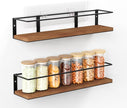 Spice Rack Self-Adhesive or drilling, Rustic Style Hanging Spice Rack, Spice Organization for Cabinet Door or Wall Mount, Over The Stove, Kitchen Wall, 2-Pack