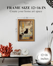 HUARCEY Gold Framed Canvas Wall Art, Bathroom Cat Vintage Decor, Bathroom Shelf Vintage Decor Aesthetic, Retro Decoration for Bathrooms Bedroom Living Room, 12x16Inch