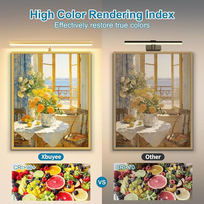 LED Picture Lights for Paintings Plug in, Adjustable Art Light Gallery Wall Light for Display Art Work, 16inch 6W 3000K Warm White, Gold Finish CRI80+