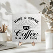 Vintage Coffee Bar Wooden Plaque Desk Sign, Farmhouse Wood Plaque Tabletop Decor for Cafe Bar Kitchen Office,Coffee Station Accessories 5.9x5.9Inch(Coffee- White02)