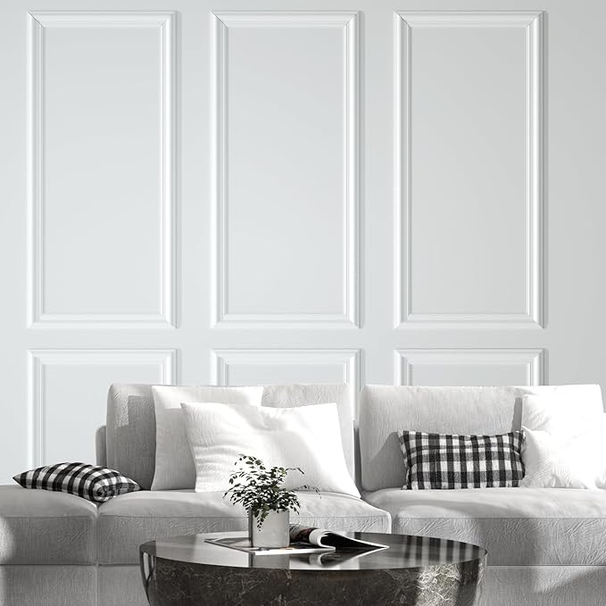NeatiEase Peel and Stick Wall Molding Kit 6-Frame Pre-Made, Ready-to-Assemble Wall Moulding Panel Frame, Self-Adhesive Wainscoting Panels, Molding Trim for Interior Walls Doors Home Decor (54"x24")