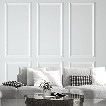 NeatiEase Peel and Stick Wall Molding Kit 6-Frame Pre-Made, Ready-to-Assemble Wall Moulding Panel Frame, Self-Adhesive Wainscoting Panels, Molding Trim for Interior Walls Doors Home Decor (54"x24")