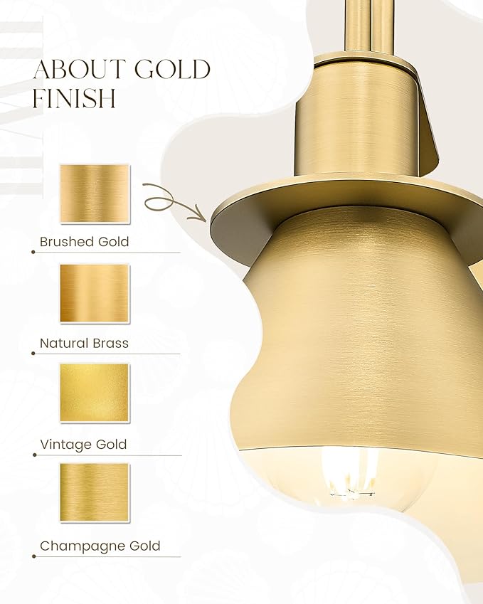Gold Wall Sconces, HWH Indoor Wall Lights, Vintage Barn Wall Lamp, Brass Wall Sconce Light for Bedroom Living Room Kitchen, Gold Finish, 5HZG56B BG