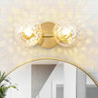 Gold Bathroom Vanity Light Fixtures: Modern Wall Scones With 2 Hammered Clear Glass Shades - Globe Makeup Lighting Fixture over Mirror - Brass Ball Powder Room Vanities Lights for Hallway Bedroom
