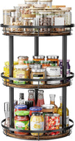 LAMU 12'' Wood Lazy Susan Spice Rack Organizer, 3 Tier Spice Organization for Cabinet, Countertop, Kitchen, Table Top, Pantry, Condiment and Seasoning Rack Organizer